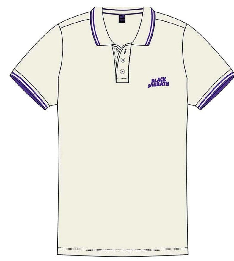 Black Sabbath – Unisex Polo Shirt: Wavy Logo (Natural) – Large Official Merch