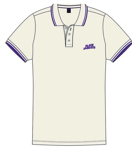 Black Sabbath – Unisex Polo Shirt: Wavy Logo (Natural) – Large Official Merch