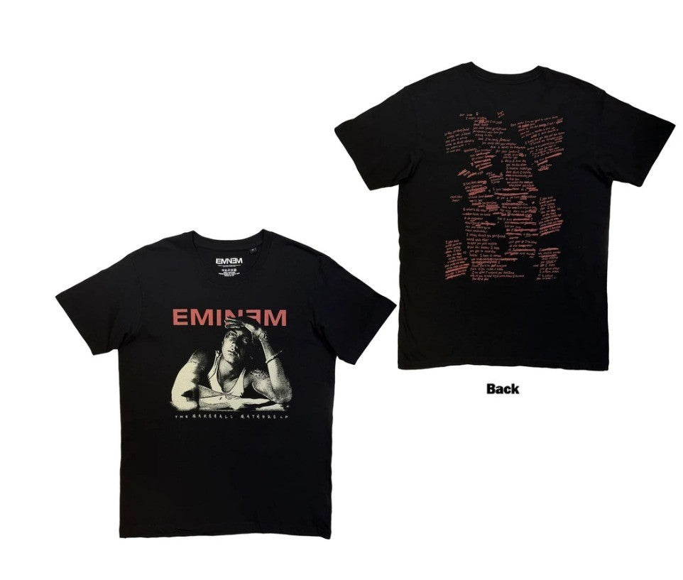 Eminem – Unisex T‑Shirt Eminem Script Lyrics (Black) (Back Print) Official Merch