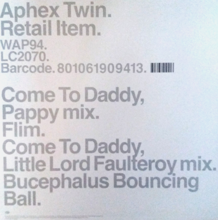 Aphex Twin Come To Daddy 12" EP vinyl record remastered reissue 2020 on Warp