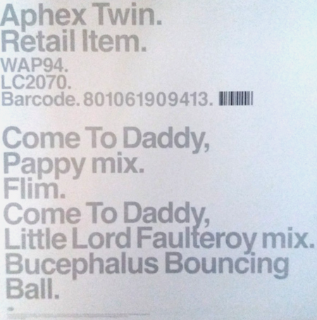 Aphex Twin Come To Daddy 12" EP vinyl record remastered reissue 2020 on Warp