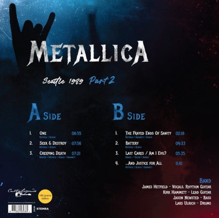 Metallica Seattle 1989 Part LP Album vinyl record 2022 Cult Legends 180G