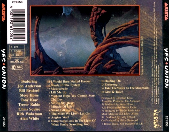 Yes  Union CD Album 1991 Edition on Arista Music prog rock