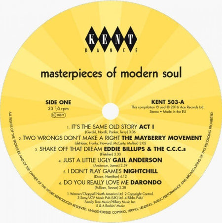 Masterpieces Of Modern Soul LP Album vinyl record 2015 compilation on Kent