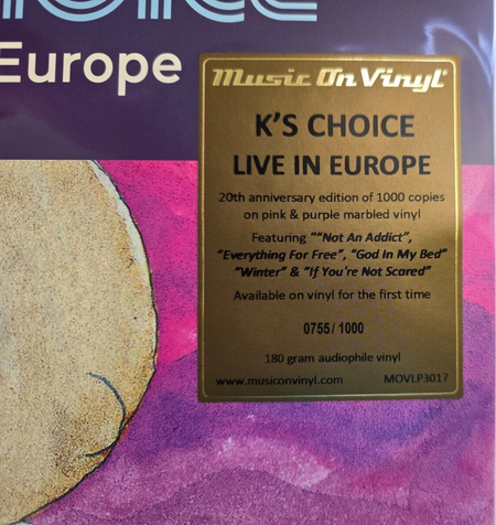 K's Choice – Live In Europe LP Album vinyl record RSD 2022 Limited marbled