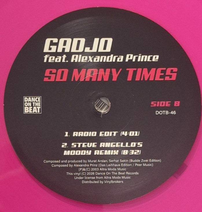 Gadjo Featuring Alexandra Prince So Many Times 12" vinyl record limited pink