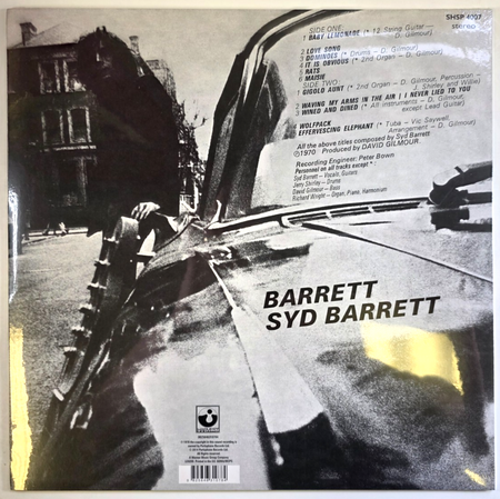 Syd Barrett – Barrett LP Album vinyl record 2014 reissue 180gram on Harvest