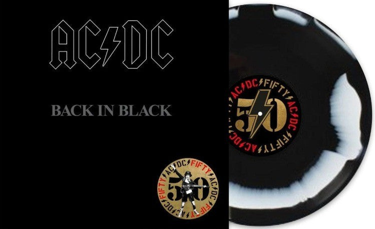 AC/DC  Back In Black LP Album vinyl record Remastered limited Black white swirl
