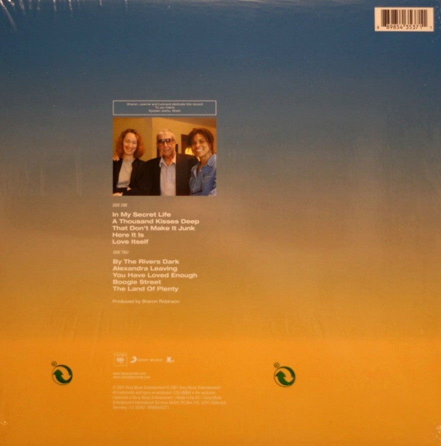 Leonard Cohen – Ten New Songs LP Album vinyl record 2018 remastered reissue