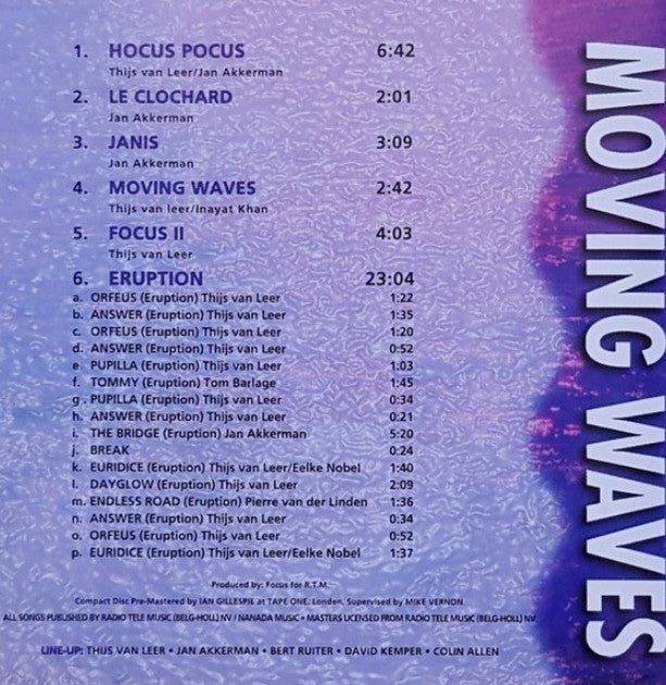 Focus Moving Waves CD Album Jewel Case 2001 on Red Bullet rock reissue