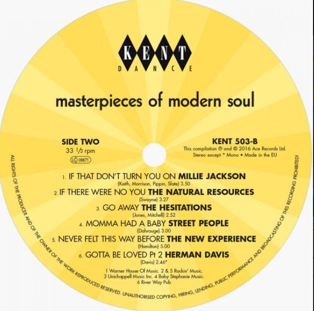 Masterpieces Of Modern Soul LP Album vinyl record 2015 compilation on Kent