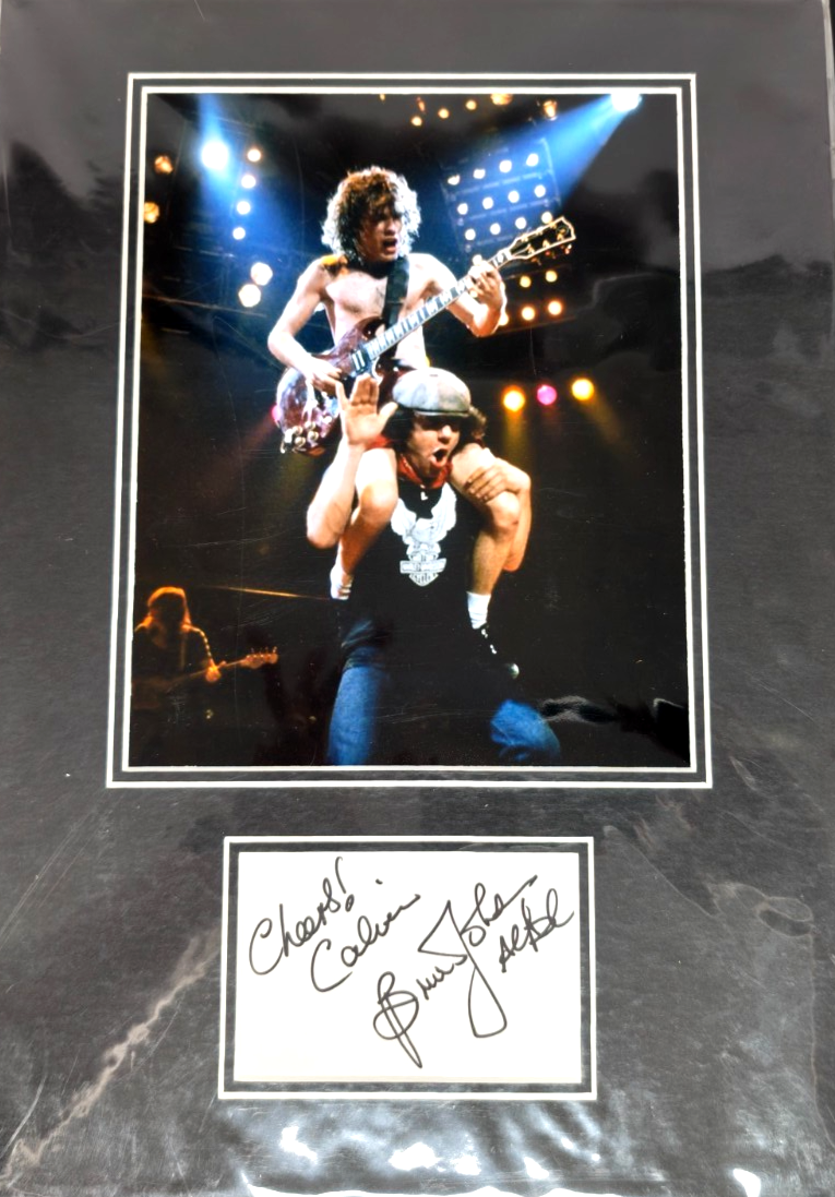 Brian Johnson AC/DC Hand Signed presentation 12" x 18" Autograph