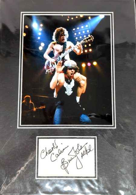 Brian Johnson AC/DC Hand Signed presentation 12" x 18" Autograph