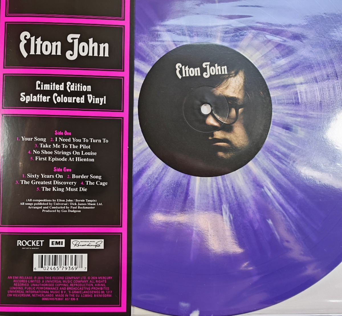 Elton John Elton John  LP Album Vinyl Record Limited purple white Splatter 2024