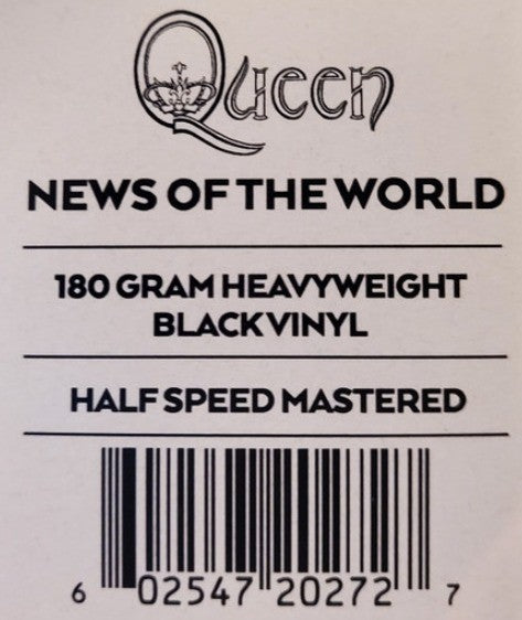 Queen Sheer News Of The World LP Album vinyl record Half Speed Remaster 2015