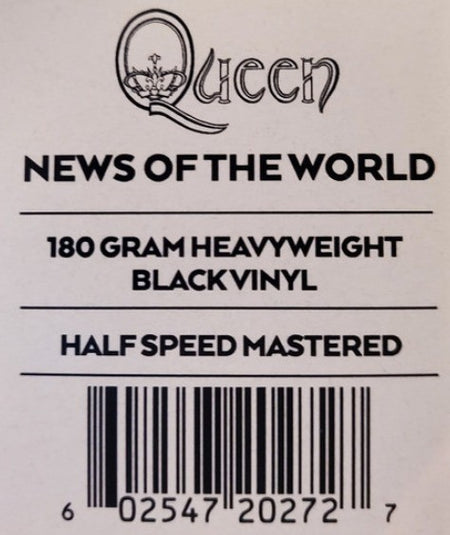Queen Sheer News Of The World LP Album vinyl record Half Speed Remaster 2015