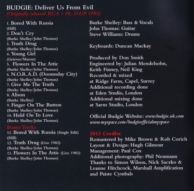 Budgie Deliver Us From Evil CD Album Jewel Case 2013 remastered reissue