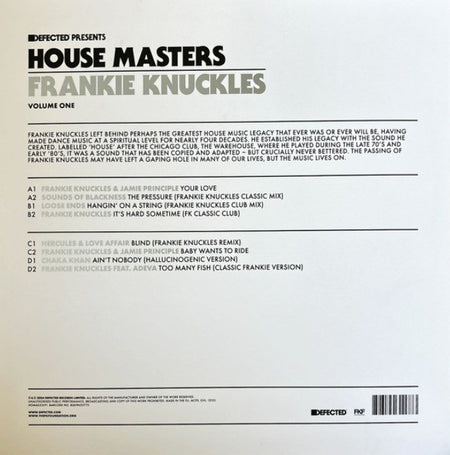 Frankie Knuckles House Masters Volume One LP Album vinyl record 2024 compilation