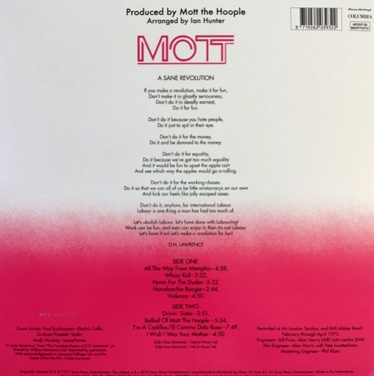 Mott The Hoople Mott LP Album vinyl record limited numbered pink 2025 remastered