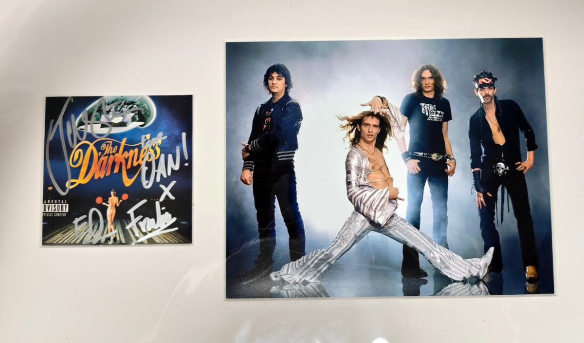 The Darkness Hand Signed presentation 12" x 18" by Band Members Autograph