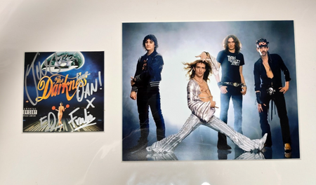 The Darkness Hand Signed presentation 12" x 18" by Band Members Autograph