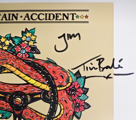 Captain Accident Hand Signed presentation A4 on glossy print Autograph