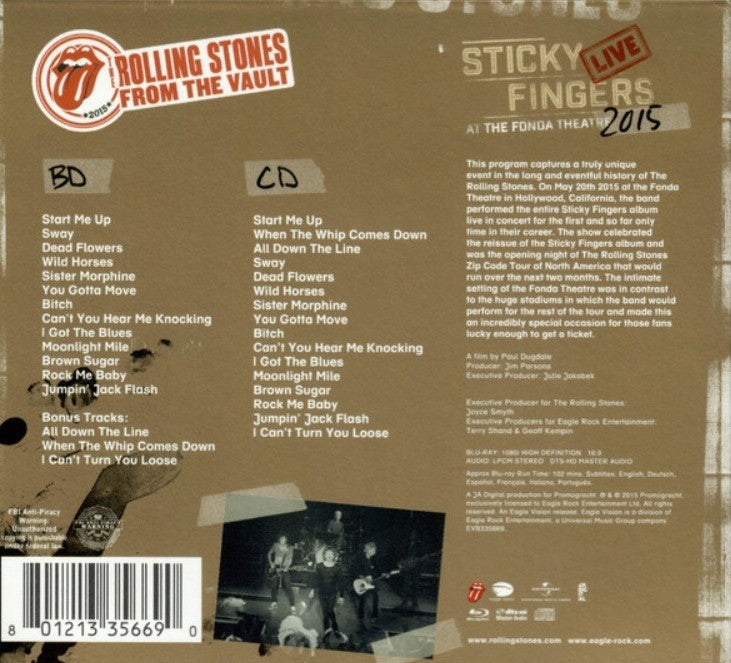 The Rolling Stones – Sticky Fingers Live At The Fonda Theatre 2015 Blu-Ray & CD