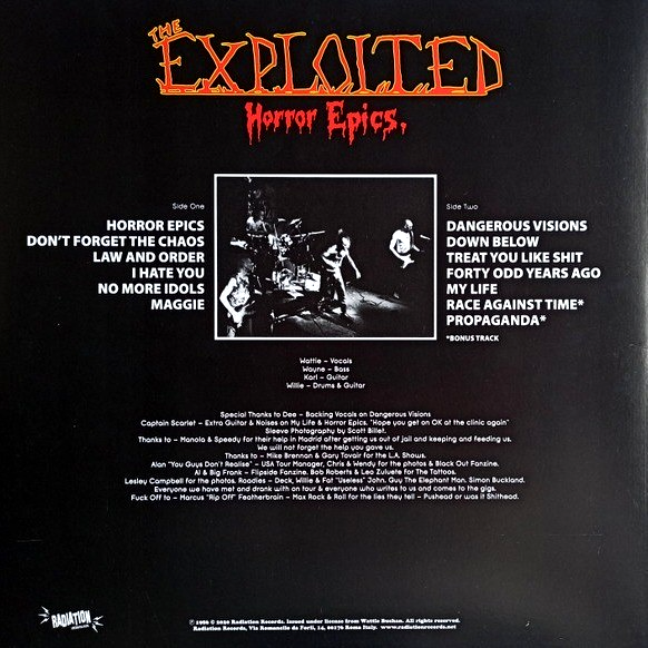 The Exploited Horror Epics LP Album vinyl record 2020 reissue on radiation