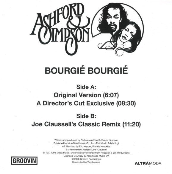 Ashford & Simpson Bourgie Bourgie 12" vinyl record 2026 reissue	remixes black