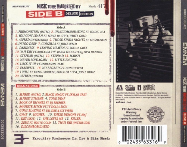 Eminem Slim Shady Music To Be Murdered By Side B CD Album 2 x Deluxe Interscope