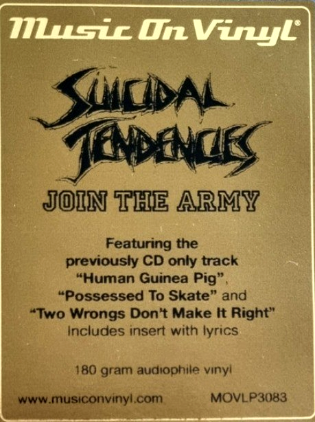 Suicidal Tendencies Join The Army LP Album vinyl record 2022 remastered reissue