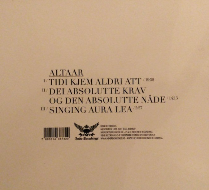 Altaar Altaar CD Album 2013 on Indie Recordings in digisleeve