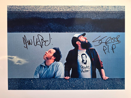 Dan le Sac Vs Scroobius Pip Hand Signed presentation A4 on print by Band Members