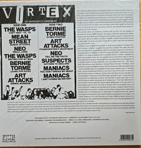 Live At The Vortex - Volume One LP Album vinyl record reissue 2021 Punk V/A