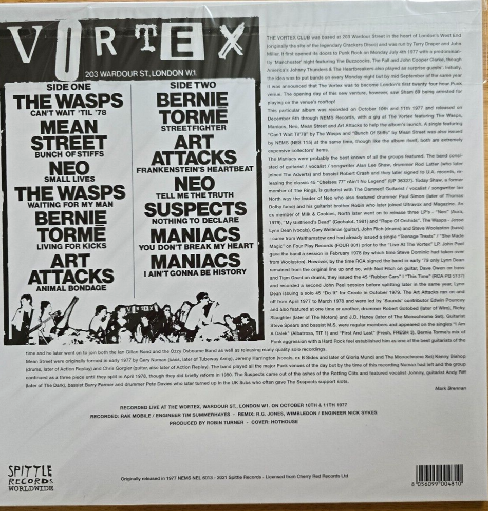 Live At The Vortex - Volume One LP Album vinyl record reissue 2021 Punk V/A