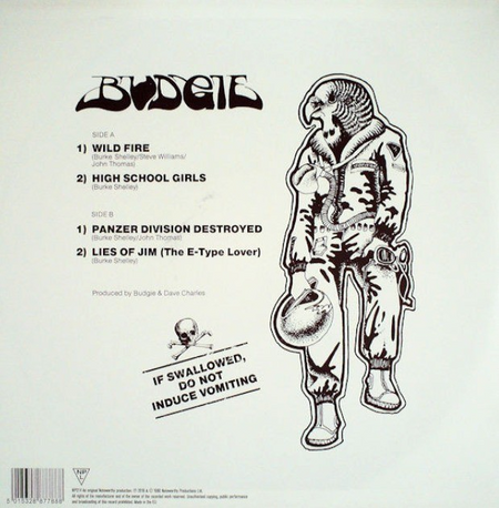 Budgie If Swallowed Do Not Induce Vomiting 12" EP vinyl record 2016 Reissue