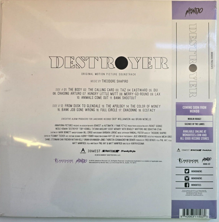 Theodore Shapiro – Destroyer LP Album vinyl record OST 2019 Limited edition