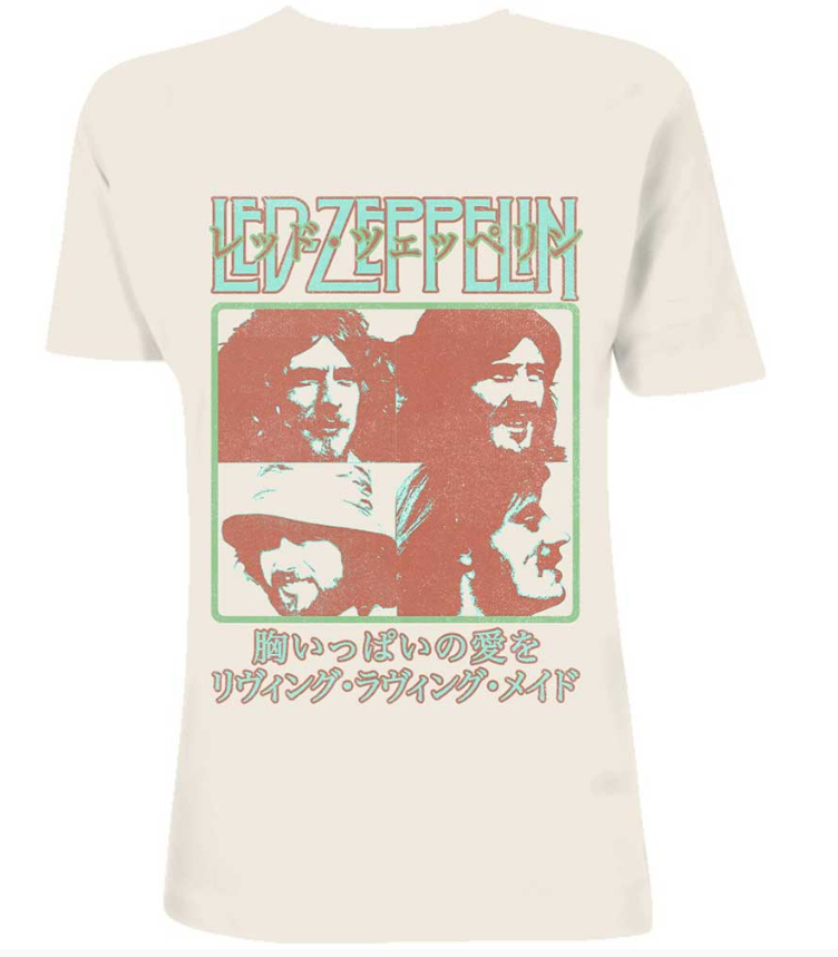 Led Zeppelin – Unisex T Shirt Japanese Poster Beige Size XL