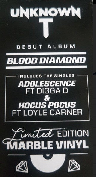 Unknown T – Blood Diamond LP Vinyl record on marbled vinyl hip hop Drill 20254