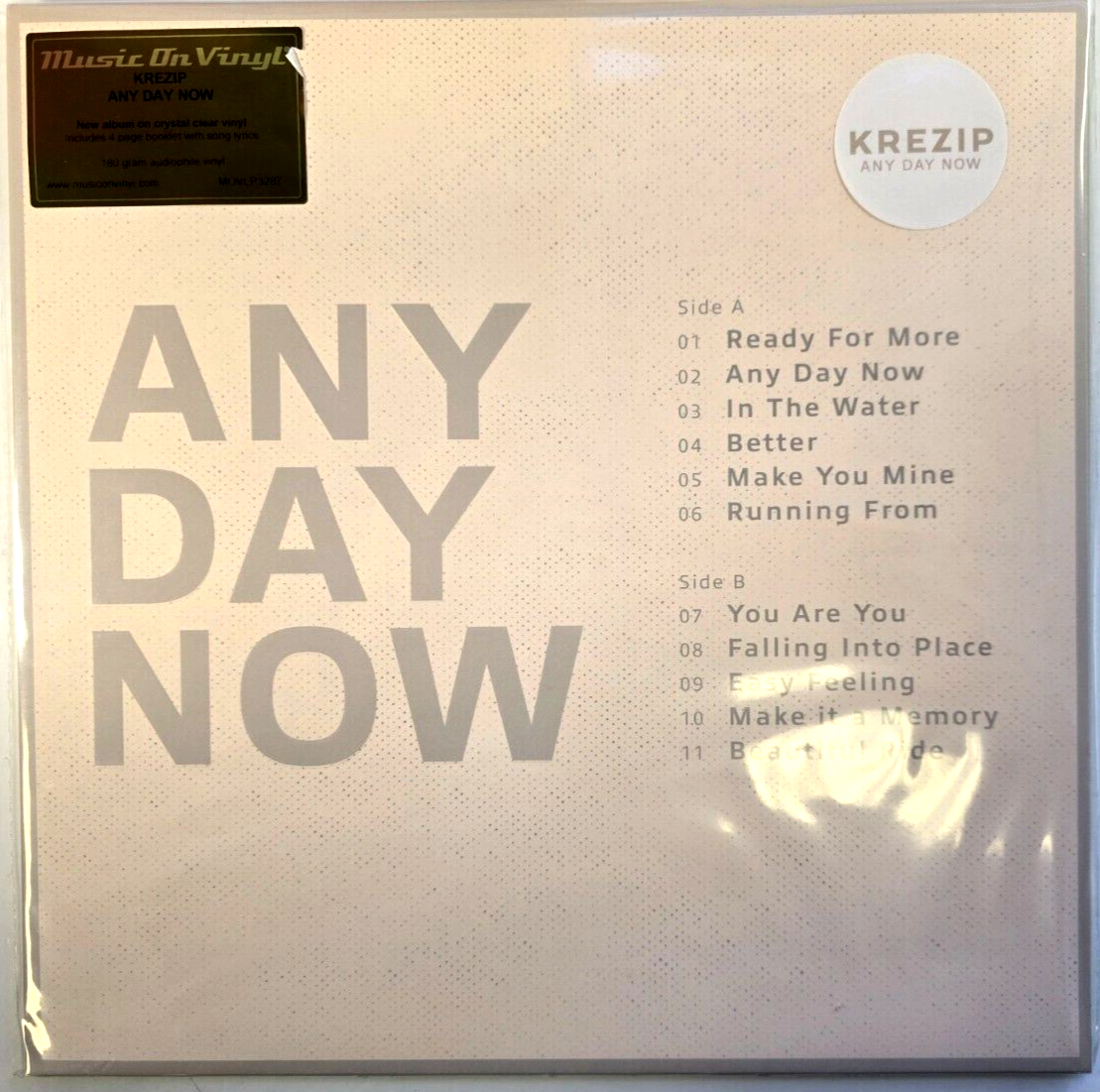 Krezip – Any Day Now  LP Alum vinyl record  2023 limited clear 180gram