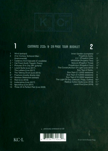 King Crimson The Elements (2019 Tour Box) 2 x CD Boxset 2019 compilation prog