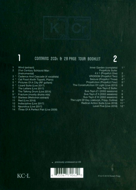 King Crimson The Elements (2019 Tour Box) 2 x CD Boxset 2019 compilation prog