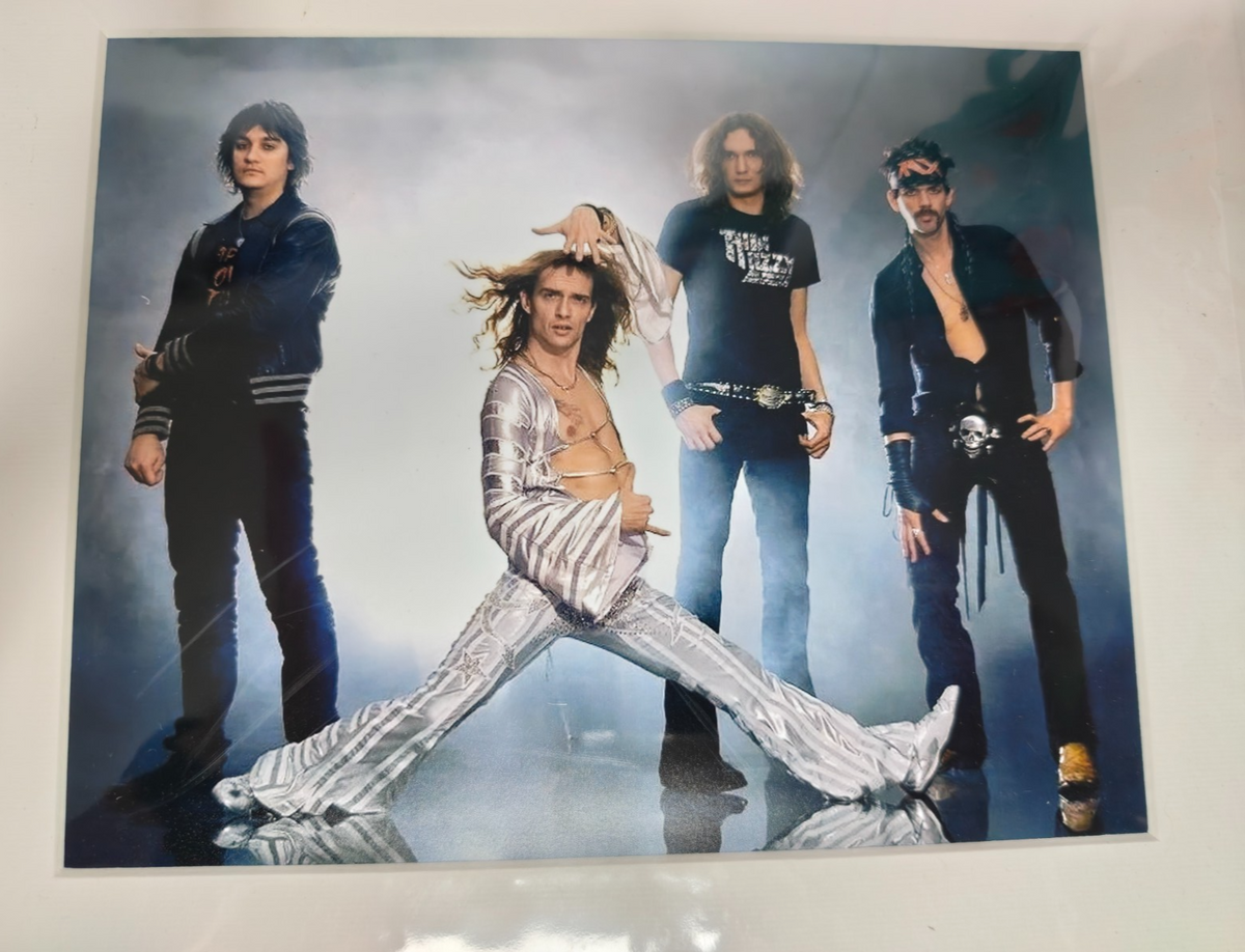 The Darkness Hand Signed presentation 12" x 18" by Band Members Autograph