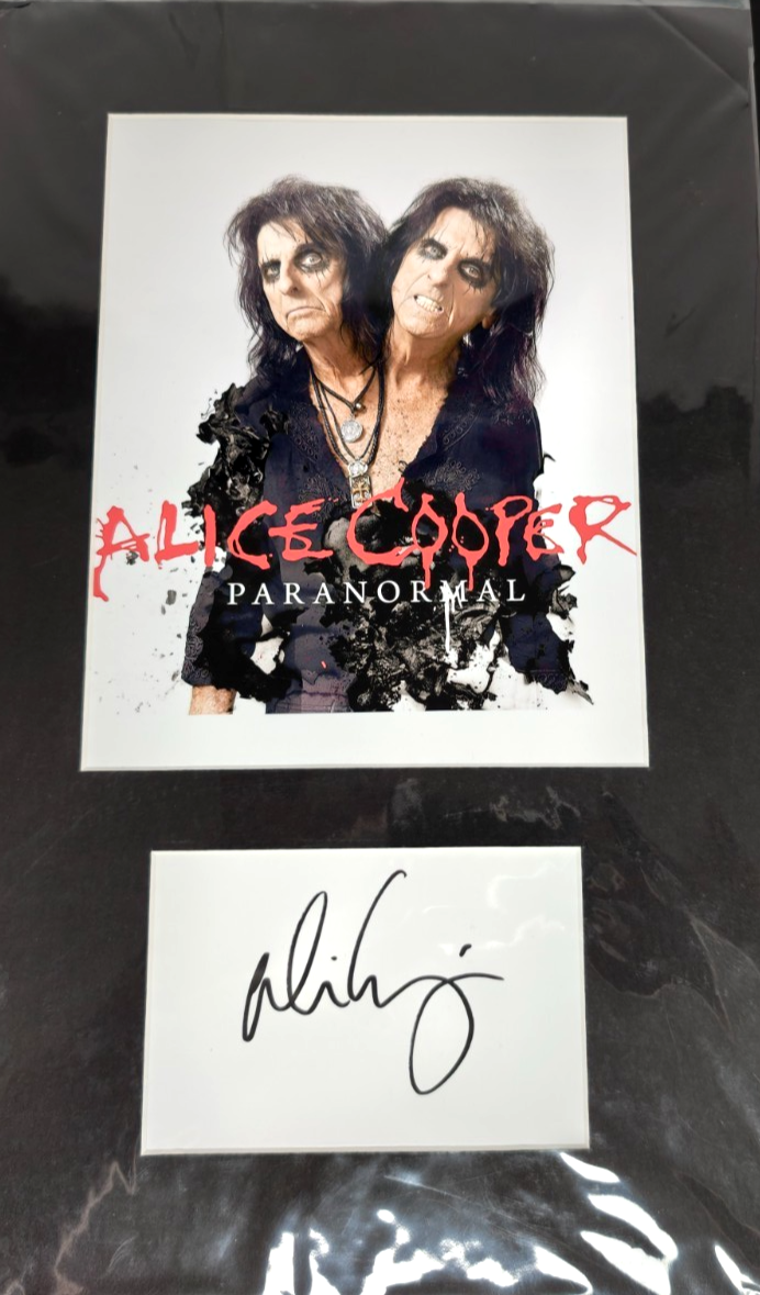 Alice Cooper Hand Signed presentation 12" x 18" Autograph
