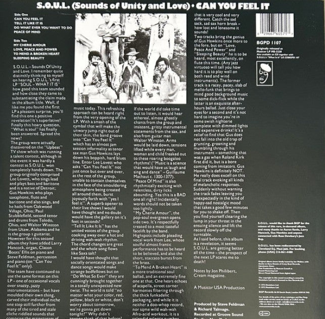 S.O.U.L. Can You Feel It LP Album vinyl record 2022 remastered BGP Records