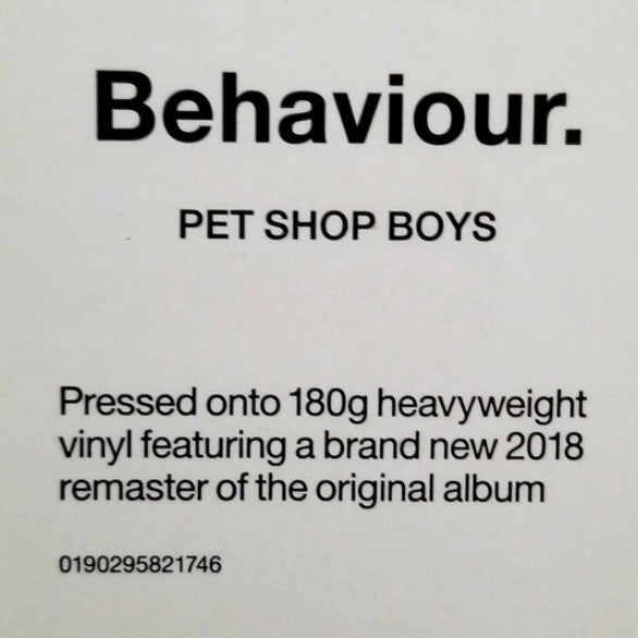 Pet Shop Boys Behaviour LP Album vinyl record 2018 remastered reissue 180gram