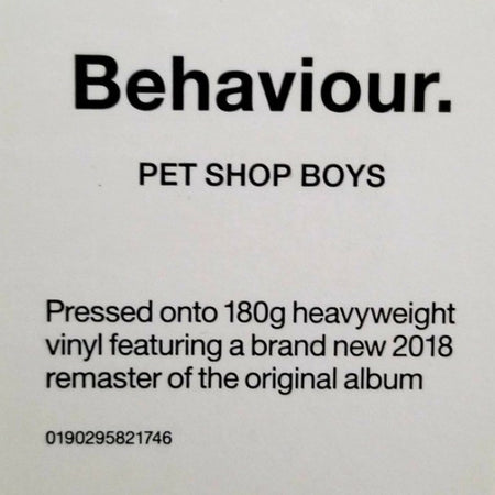 Pet Shop Boys Behaviour LP Album vinyl record 2018 remastered reissue 180gram