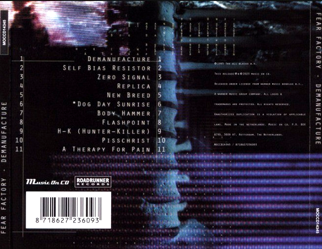Fear Factory – Demanufacture CD Album 2023 remastered reissue on Music On CD