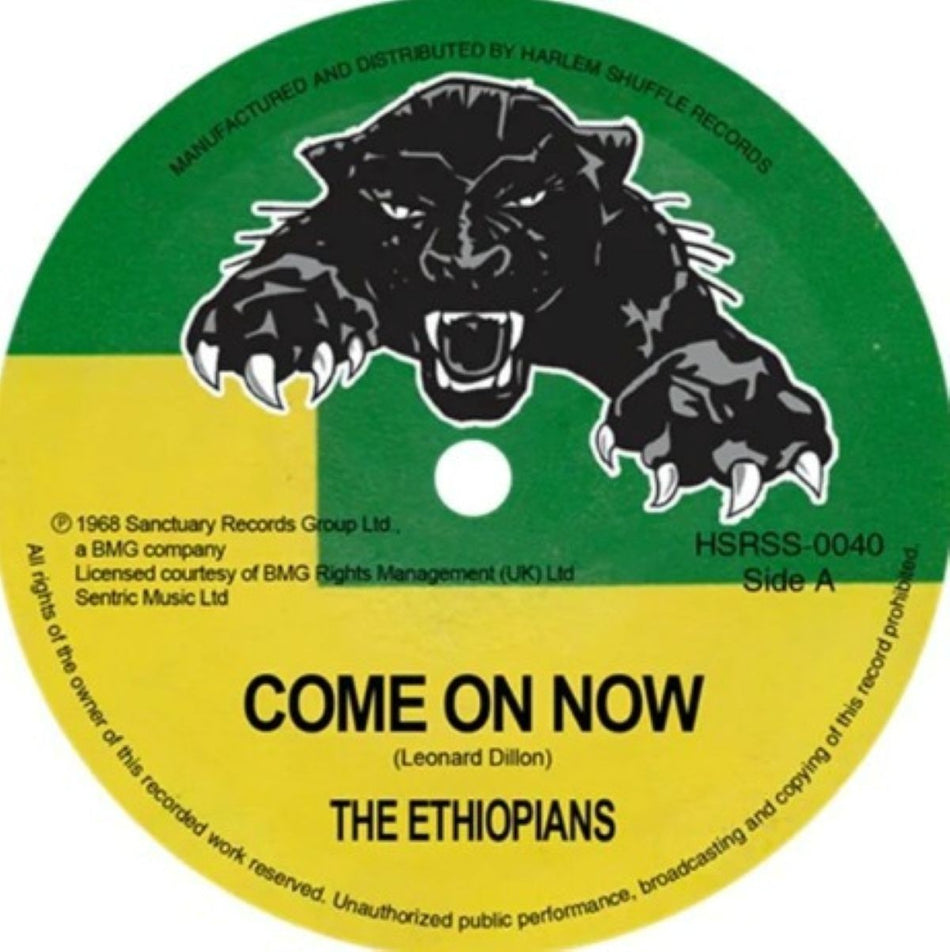The Ethiopians Come On Now 7" vinyl record 2026 reissue on Harlem Shuffle Reggae