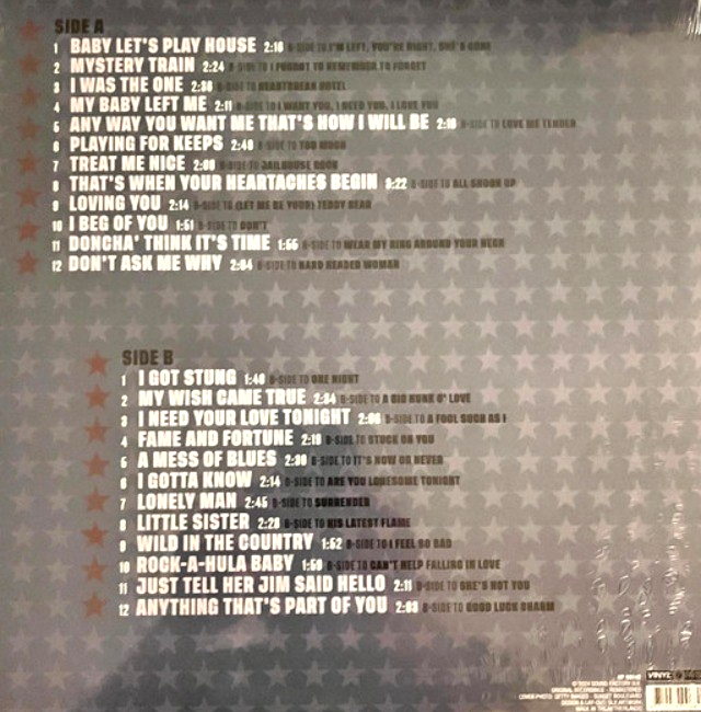 Elvis Presley B-Side Hits -1955-1962 USA LP Vinyl Record coloured compilation